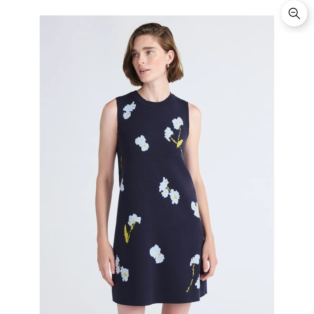 Navy Floral Sleeveless Mini Dress